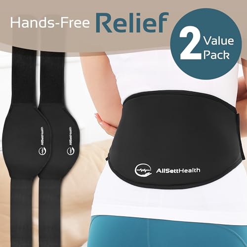 2 Pack Adjustable Lower Back Pain Wrap for Hot and Cold Therapy | Reusable Ice Pack for Back Pain Relief | Relief for Lower Lumbar, Sciatic Nerve, Herniated or Degenerative Disc, Coccyx Tailbone Pain