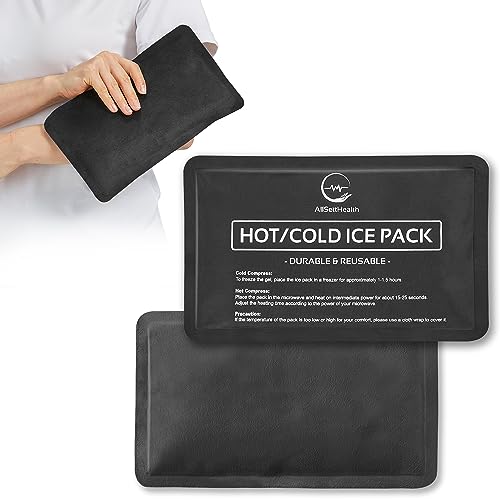 Reusable Ice Packs for Injuries - Soft Ice Pack with Velvet Fleece Fabric | Flexible Hot and Cold Gel Set for Knee, Back, Neck Pain | Black,  Green or Grey