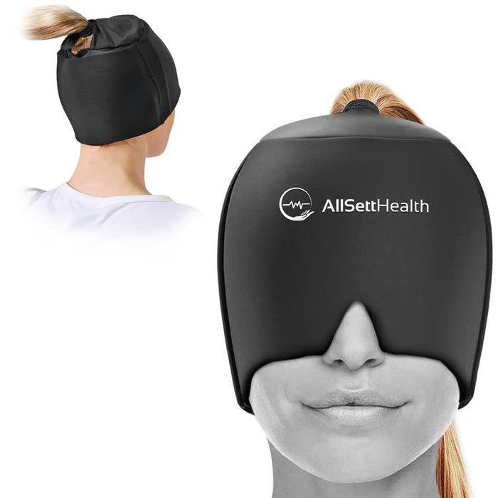 Migraine Relief Cap Ice Head Wrap Headache and Migraine Hat | Headache Relief with Hot/Cold Gel Head Ice Pack with Face and Eye Headache Mask Compress