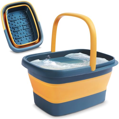 Collapsible Foot Bath – Advanced Foot Soaking Tub with Portable Design and Handle – Foldable Pedicure Foot Spa Bowl – Compact and Lightweight Foot Soak with Acupressure Points