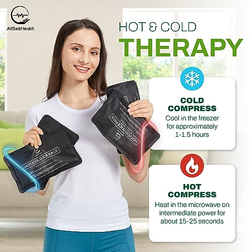 Reusable Ice Packs for Injuries - Soft Ice Pack with Velvet Fleece Fabric | Flexible Hot and Cold Gel Set for Knee, Back, Neck Pain | Black,  Green or Grey
