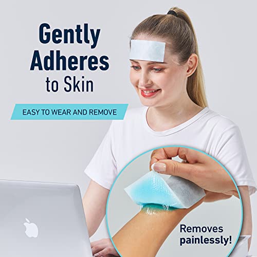 20 Pack - Cooling Patches for Fever, Natural Headache and Migraine Relief, Soft Gel Sheets, Fever Patch for Kids, Tension/Sinus, Headache Relief Prevention
