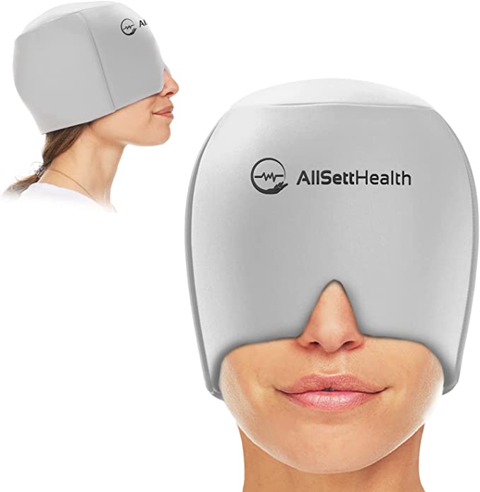Migraine Relief Cap Ice Head Wrap Headache and Migraine Hat | Headache Relief with Hot/Cold Gel Head Ice Pack with Face and Eye Headache Mask Compress