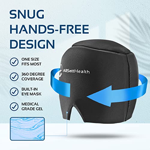 Migraine Relief Cap Ice Head Wrap Headache and Migraine Hat | Headache Relief with Hot/Cold Gel Head Ice Pack with Face and Eye Headache Mask Compress