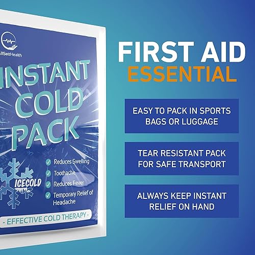 25 Packs Instant Ice Cold Pack (6” x 4.5”) - Disposable Instant Ice Packs for Injuries | Cold Compress Ice Pack for Pain Relief, Swelling, First Aid, Toothache, Athletes & Outdoor Activities