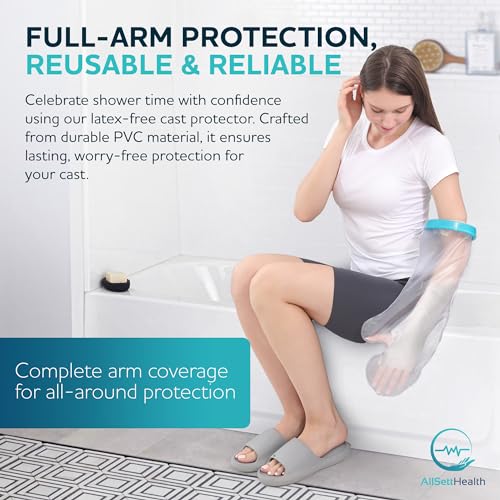 Large Arm Cast Cover for Shower – 100% Waterproof Cast Protector for Shower | Cast Cover with Water-Tight Seal – Reusable Cast Cover Arm to Keep Wounds Dry | Protects the Hand, Wrist, Elbow