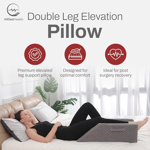 Double Leg Elevation Pillow Post Surgery Leg Pillow | Ankle Knee  Surgery – Memory Foam Leg Rest Support Pillow for Injuries, Leg Pain, Hip, Knee Pain, Improve Blood Circulation 29” x 16” x 9.5”