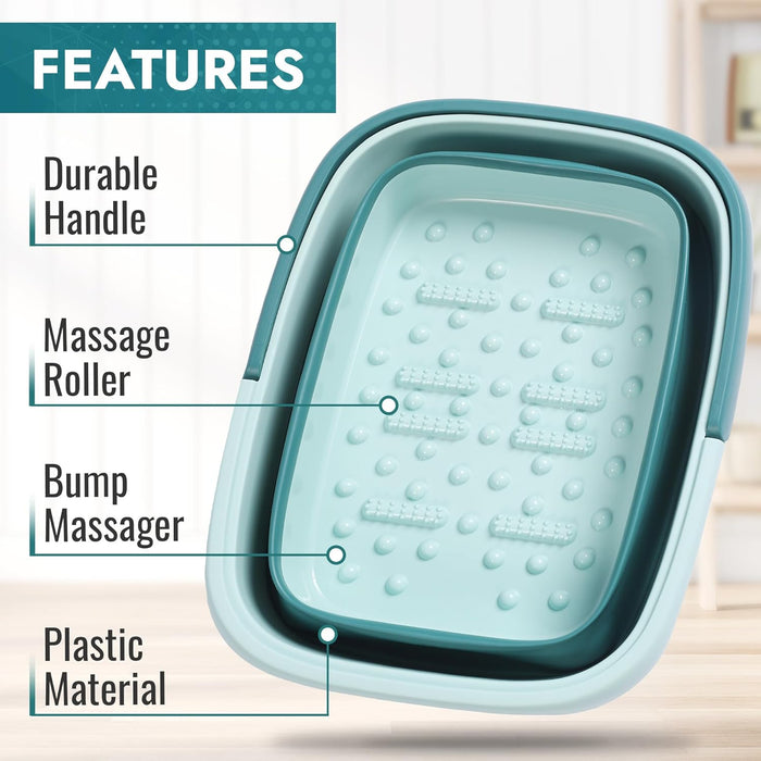 Collapsible Foot Bath – Advanced Foot Soaking Tub with Portable Design and Handle – Foldable Pedicure Foot Spa Bowl – Compact and Lightweight Foot Soak with Acupressure Points