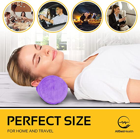 Round Cervical Roll Cylinder Bolster Pillow, Memory Foam Removable Washable Cover, Ergonomically Designed for Head, Neck, Back, and Legs || Ideal for Spine and Neck Support During Sleep