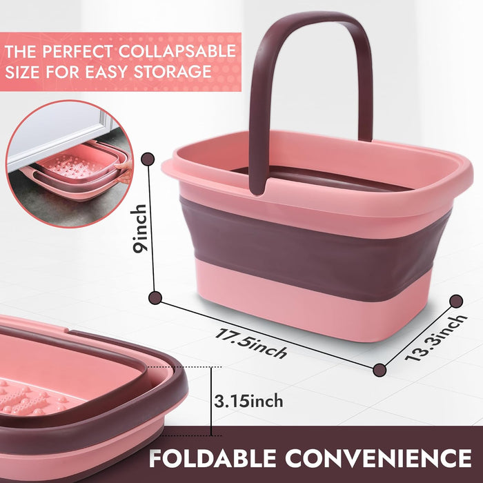 Collapsible Foot Bath – Advanced Foot Soaking Tub with Portable Design and Handle – Foldable Pedicure Foot Spa Bowl – Compact and Lightweight Foot Soak with Acupressure Points