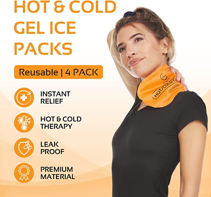AllSett Health Reusable Hot and Cold Gel Ice Packs for Injuries | Cold Compress, Ice Pack, Gel Ice Packs, Cold Pack, Gel ice Pack, Cold Packs for Injuries, 10.5 in Long x 5 in Wide, | 4 Pack