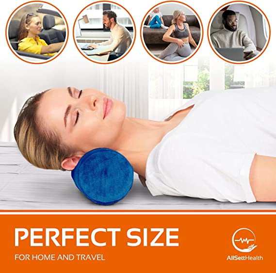 Round Cervical Roll Cylinder Bolster Pillow, Memory Foam Removable Washable Cover, Ergonomically Designed for Head, Neck, Back, and Legs || Ideal for Spine and Neck Support During Sleep