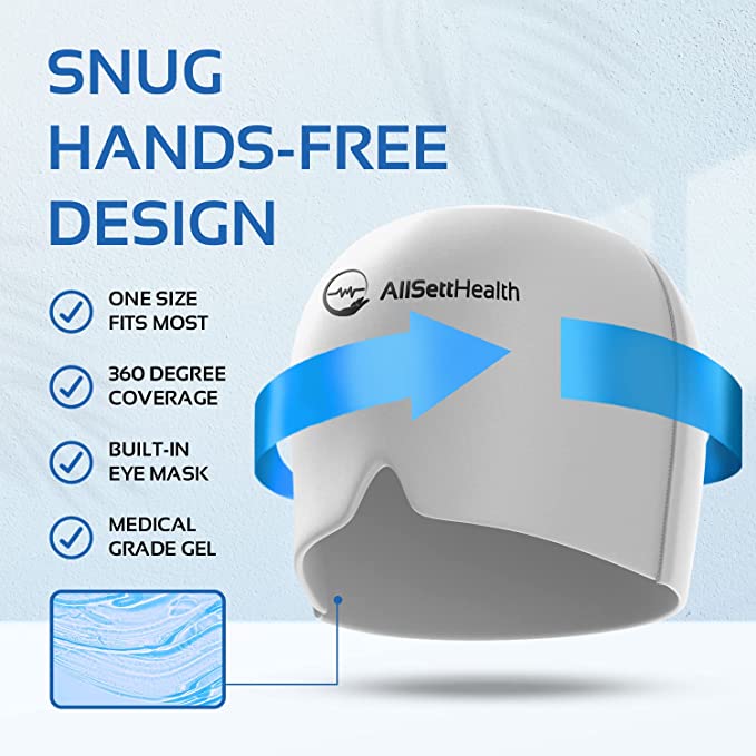 Migraine Relief Cap Ice Head Wrap Headache and Migraine Hat | Headache Relief with Hot/Cold Gel Head Ice Pack with Face and Eye Headache Mask Compress