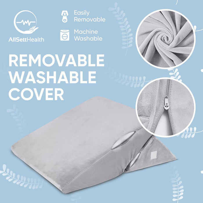 Bed Wedge Pillow - Adjustable 9&12 Inch Folding Memory Foam Incline Cushion System for Legs and Back Support Pillow - Acid Reflux, Anti Snoring, Heartburn, Reading – Machine Washable