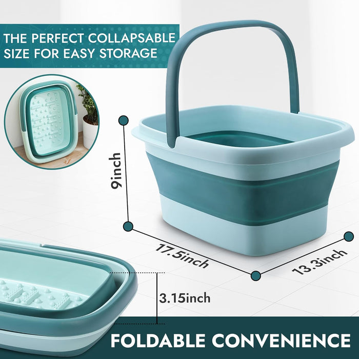 Collapsible Foot Bath – Advanced Foot Soaking Tub with Portable Design and Handle – Foldable Pedicure Foot Spa Bowl – Compact and Lightweight Foot Soak with Acupressure Points