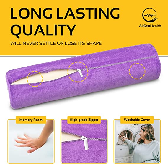 Round Cervical Roll Cylinder Bolster Pillow, Memory Foam Removable Washable Cover, Ergonomically Designed for Head, Neck, Back, and Legs || Ideal for Spine and Neck Support During Sleep