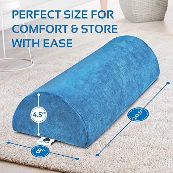 AllSett Health Large Half Moon Bolster Pillow for Legs, Knees, Lower Back and Head, Lumbar Support Pillow for Bed, Sleeping | Semi Roll for Ankle and Foot Comfort - Machine Washable Cover, Navy