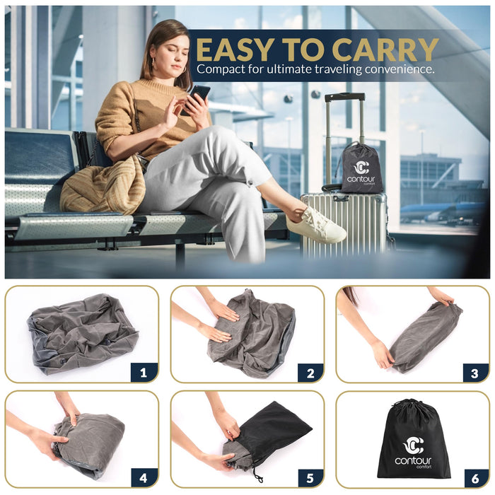 Inflatable Airplane Foot Rest with Hand Pump and Carry Bag, Travel Foot Rest | Airplane Chair Extender for Kids, Portable Airplane Bed for Toddler, 3 Adjustable Heights – Office, Car, Train,1Pack Grey