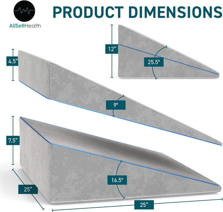 Memory Foam Bed Wedge pillow for sleeping – 3 In 1 Support - Adjustable to 4.5, 7.5 & 12 Inches – Combination Zipper Technology | Acid Reflux, Anti Snore, Machine Washable