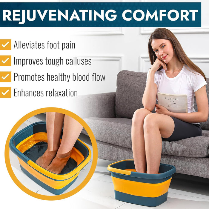 Collapsible Foot Bath – Advanced Foot Soaking Tub with Portable Design and Handle – Foldable Pedicure Foot Spa Bowl – Compact and Lightweight Foot Soak with Acupressure Points