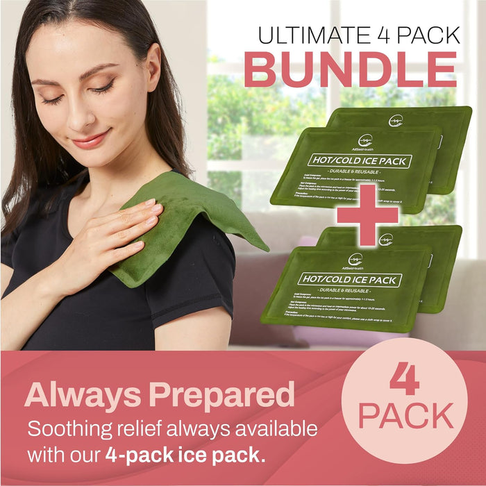 Reusable Ice Packs for Injuries - Soft Ice Pack with Velvet Fleece Fabric | Flexible Hot and Cold Gel Set for Knee, Back, Neck Pain | Black,  Green or Grey
