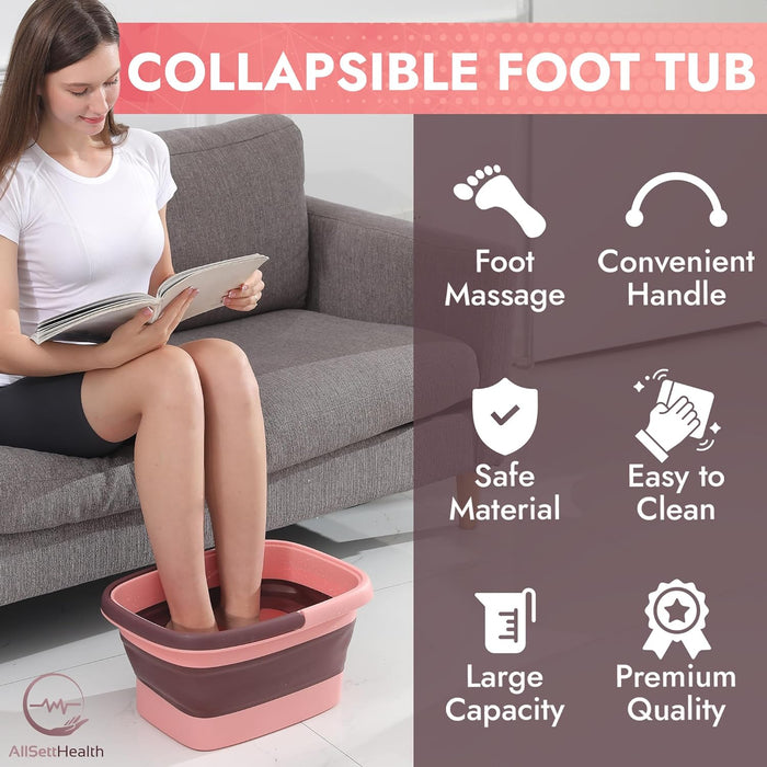 Collapsible Foot Bath – Advanced Foot Soaking Tub with Portable Design and Handle – Foldable Pedicure Foot Spa Bowl – Compact and Lightweight Foot Soak with Acupressure Points