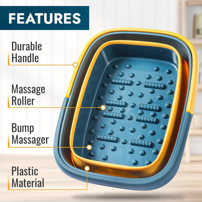 Collapsible Foot Bath – Advanced Foot Soaking Tub with Portable Design and Handle – Foldable Pedicure Foot Spa Bowl – Compact and Lightweight Foot Soak with Acupressure Points