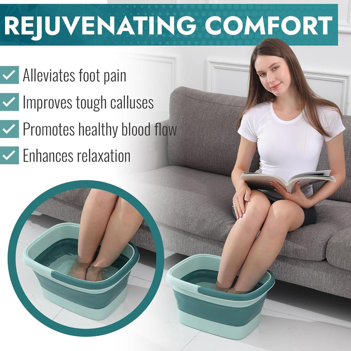 Collapsible Foot Bath – Advanced Foot Soaking Tub with Portable Design and Handle – Foldable Pedicure Foot Spa Bowl – Compact and Lightweight Foot Soak with Acupressure Points