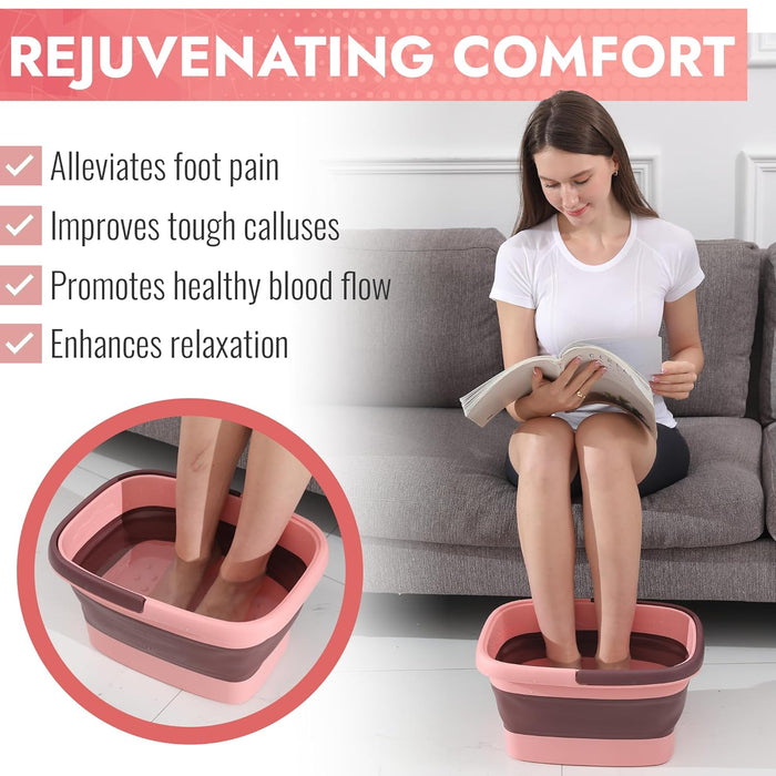 Collapsible Foot Bath – Advanced Foot Soaking Tub with Portable Design and Handle – Foldable Pedicure Foot Spa Bowl – Compact and Lightweight Foot Soak with Acupressure Points
