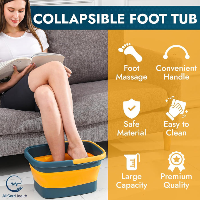 Collapsible Foot Bath – Advanced Foot Soaking Tub with Portable Design and Handle – Foldable Pedicure Foot Spa Bowl – Compact and Lightweight Foot Soak with Acupressure Points