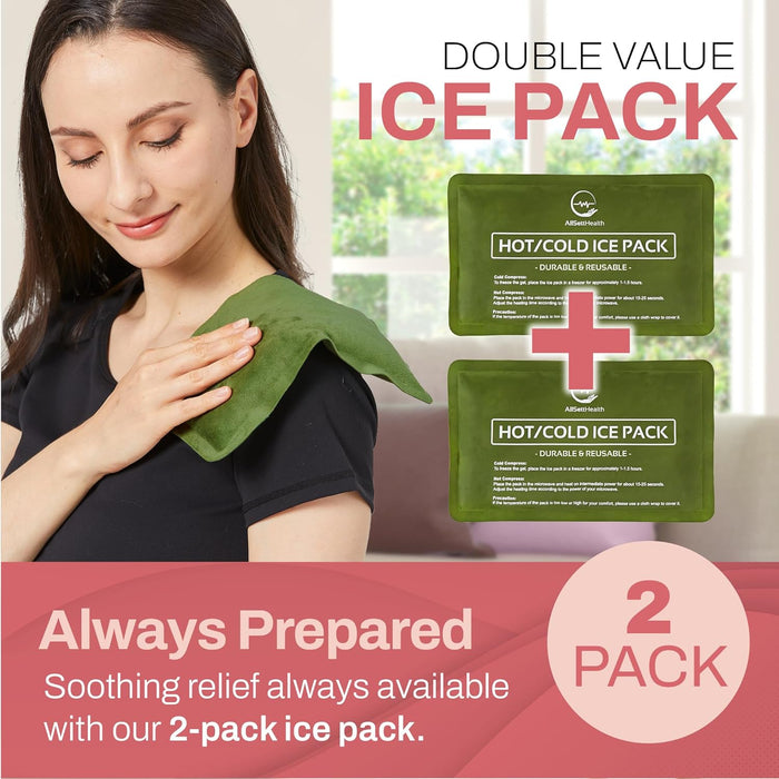 Reusable Ice Packs for Injuries - Soft Ice Pack with Velvet Fleece Fabric | Flexible Hot and Cold Gel Set for Knee, Back, Neck Pain | Black,  Green or Grey