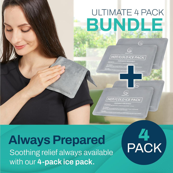 Reusable Ice Packs for Injuries - Soft Ice Pack with Velvet Fleece Fabric | Flexible Hot and Cold Gel Set for Knee, Back, Neck Pain | Black,  Green or Grey