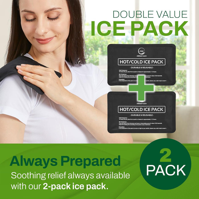 Reusable Ice Packs for Injuries - Soft Ice Pack with Velvet Fleece Fabric | Flexible Hot and Cold Gel Set for Knee, Back, Neck Pain | Black,  Green or Grey