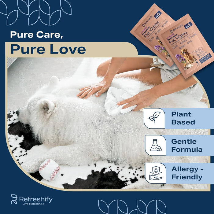 Pet Wipes for Dogs and Cats - 400 Pack Dog Wipes for Paws and Butt - Lavender Plant Based Non Toxic Dog Wipes Cleaning Deodorizing, Face, Fur - Puppy Wipes, Cat Wipes, Plus 12 Additional Travel Wipes