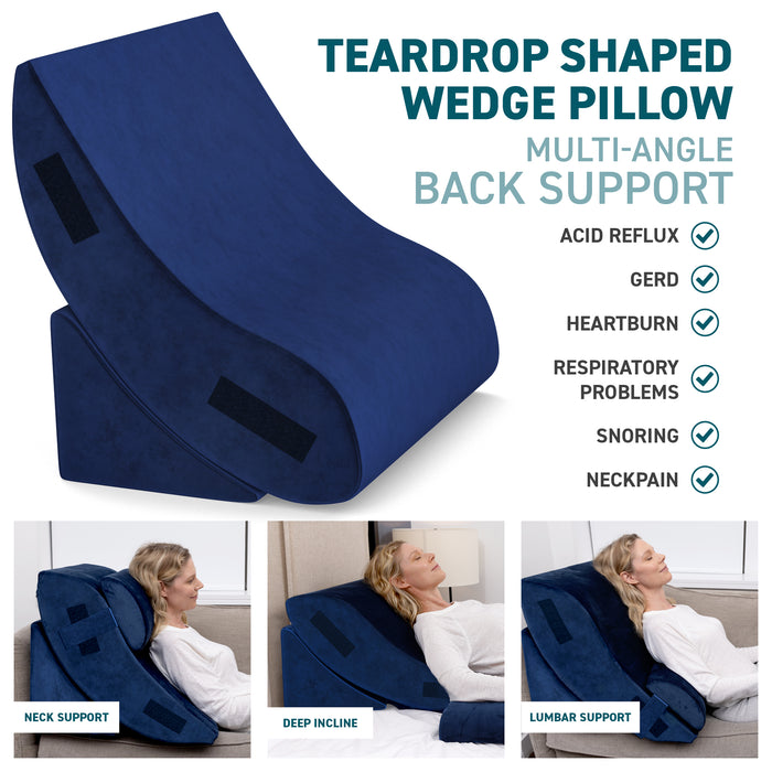 4 pcs Bed Wedge Pillow - Post Surgery Advanced Adjustable Pillow Set with Memory Foam - Relief System for Shoulder Back, Neck and Leg Elevation | Acid Reflux, Anti Snorin - Machine Washable Cover