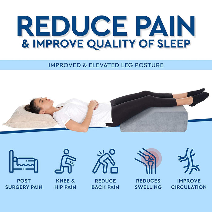 Leg Elevation Pillow – Memory Foam Wedge for Foot, Ankle, Knee & Hip Support – Improves Circulation & Relieves Pain