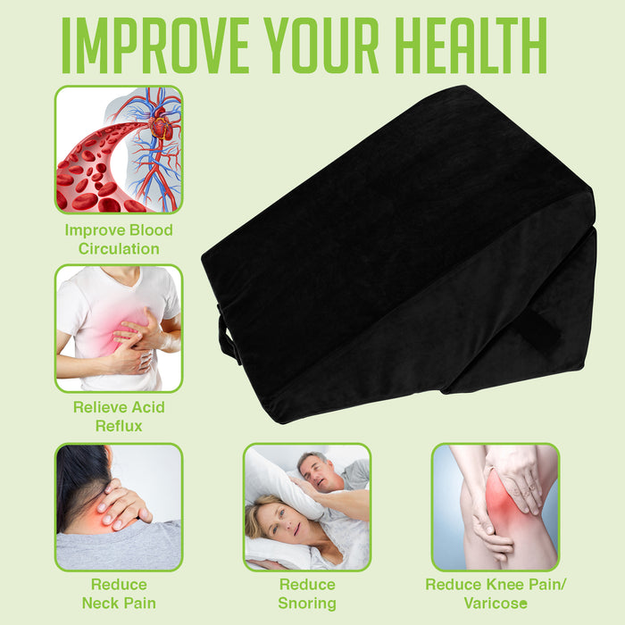 Bed Wedge Pillow - Adjustable 9&12 Inch Folding Memory Foam Incline Cushion System for Legs and Back Support Pillow - Acid Reflux, Anti Snoring, Heartburn, Reading – Machine Washable