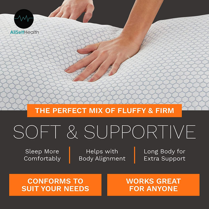 XXL Shredded Memory Foam Body Pillow | Long Cooling Bed Pillow For Adults - Extra Support For Side Sleepers and Pregnancy - Relieves Back Knee Hip Pain - 20" x 54” + Bonus Machine Washable Pillow Case