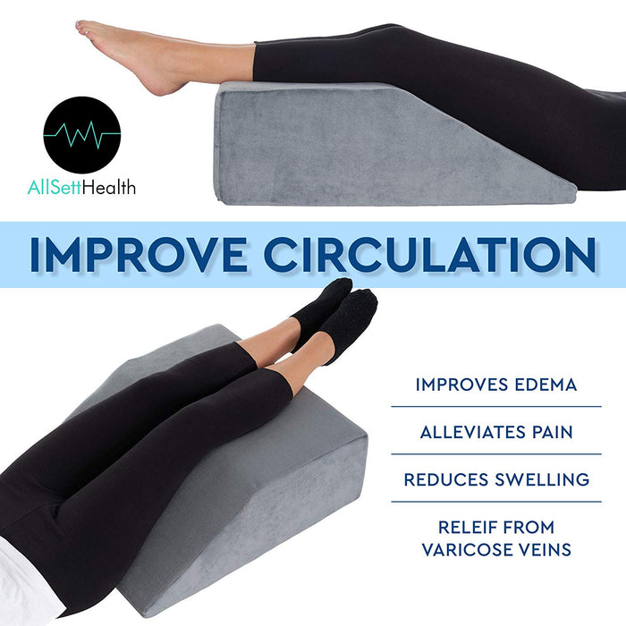 Leg Elevation Pillow – Memory Foam Wedge for Foot, Ankle, Knee & Hip Support – Improves Circulation & Relieves Pain
