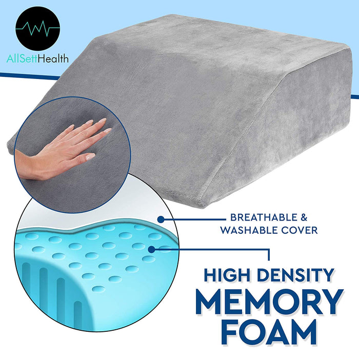 Leg Elevation Pillow – Memory Foam Wedge for Foot, Ankle, Knee & Hip Support – Improves Circulation & Relieves Pain