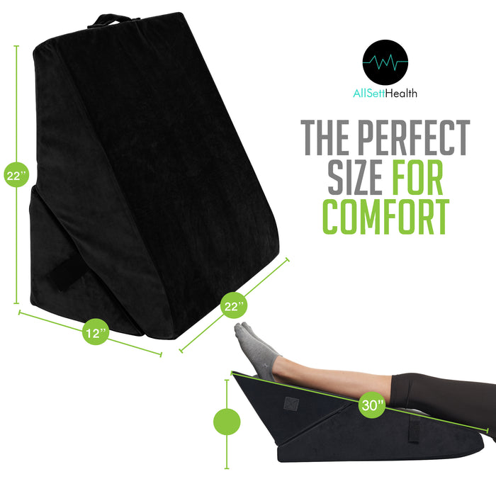 Bed Wedge Pillow - Adjustable 9&12 Inch Folding Memory Foam Incline Cushion System for Legs and Back Support Pillow - Acid Reflux, Anti Snoring, Heartburn, Reading – Machine Washable