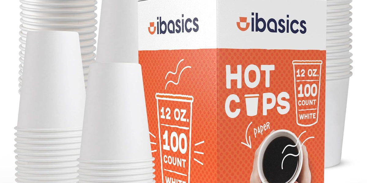 12 oz Disposable Coffee Cups Bulk – White Paper Hot Cups (100) — AllSett  Health