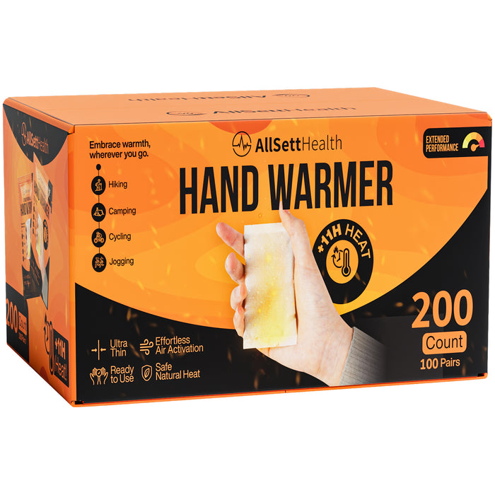 Disposable Natural Hand Warmers – 100 Pairs, 11 Hour Air Activated Heat Packs