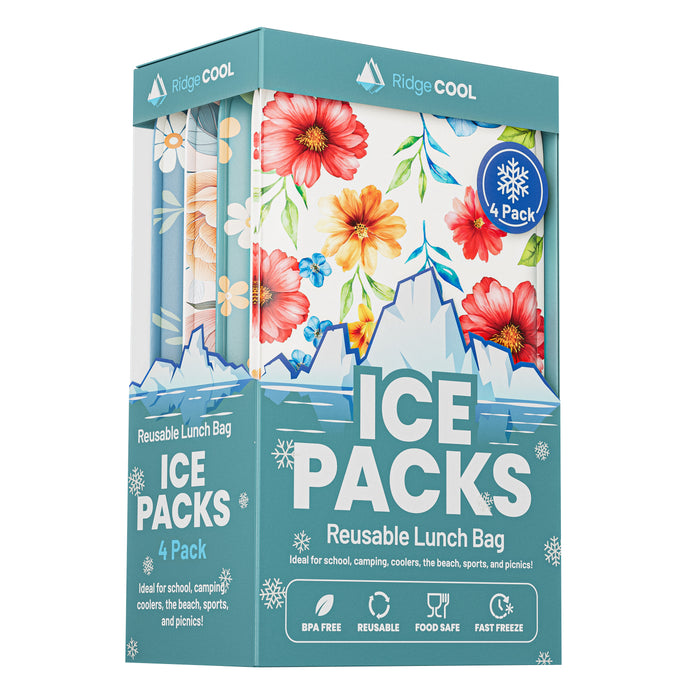 4 Pack Slim Ice Packs for Lunch Boxes, Reusable Kids Cold Packs for Coolers