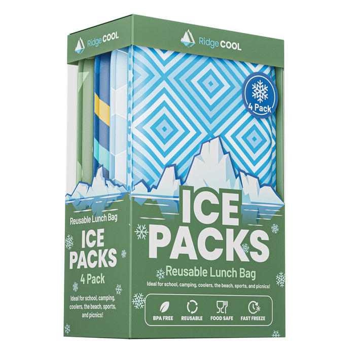4 Pack Slim Ice Packs for Lunch Boxes, Reusable Kids Cold Packs for Coolers