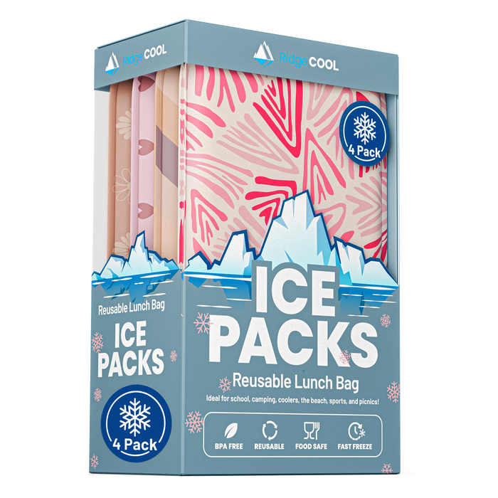 4 Pack Slim Ice Packs for Lunch Boxes, Reusable Kids Cold Packs for Coolers