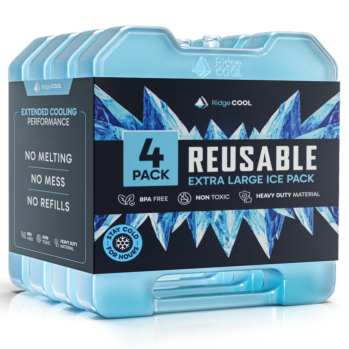 4 Pack Reusable Extra Large Ice Packs for Cooler, Long Lasting Freezer Packs for Camping, Beach, and Road Trips, Cooler Ice Packs BPA-Free Non-Toxic, 10.28"x 7.80"