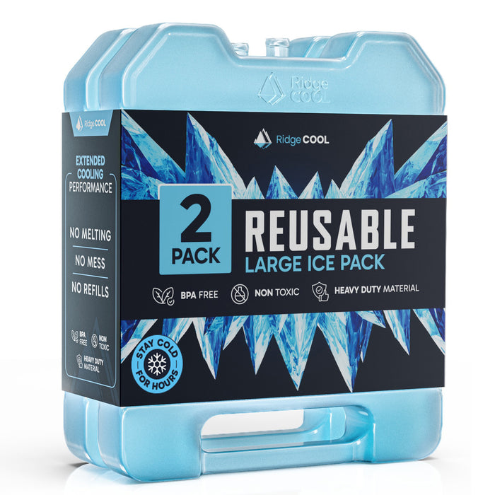 2 Pack Reusable Large Ice Packs for Cooler, Long Lasting Freezer Packs for Camping, Beach, and Road Trips, Cooler Ice Packs BPA-Free Non-Toxic, 6.7" x 8"