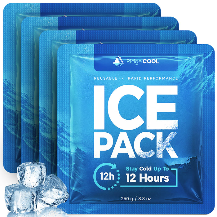 Ice Packs for Cooler, Reusable Ice Packs for Lunch Boxes, 4 Pack Long Lasting Freezer Packs, Leakproof Cooler Ice Packs for Lunch Bags and Coolers, BPA-Free, Food Safe