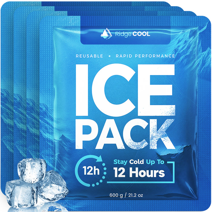 Ice Packs for Cooler, Reusable Ice Packs for Lunch Boxes, 4 Pack Long Lasting Freezer Packs, Leakproof Cooler Ice Packs for Lunch Bags and Coolers, BPA-Free, Food Safe